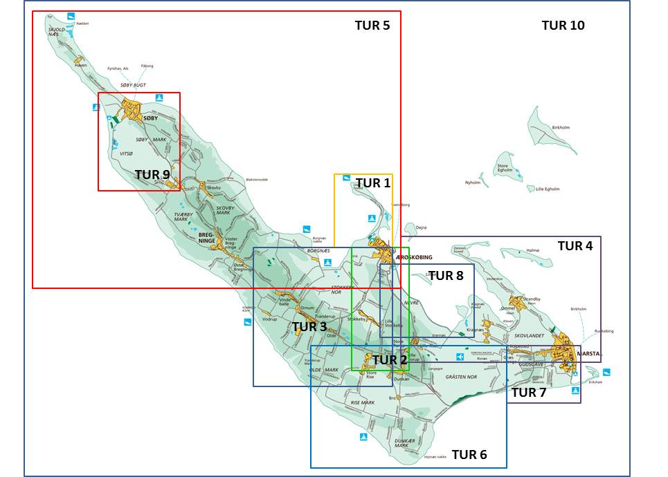 Oversigt over cykelruter på Ærø 